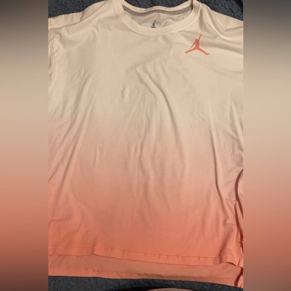 Girls Youth Large Jordan Pink White Ombre Shirt